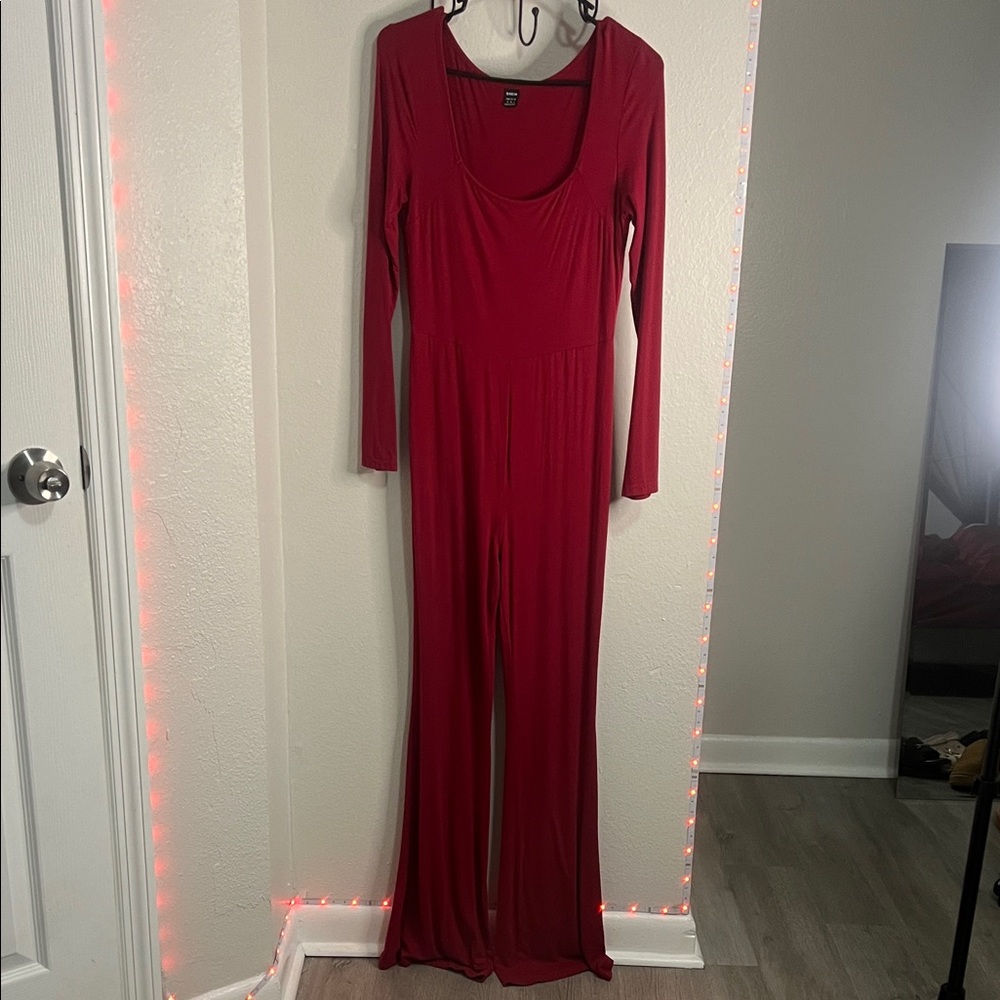 SHEIN Red Long Sleeve Maxi Dress